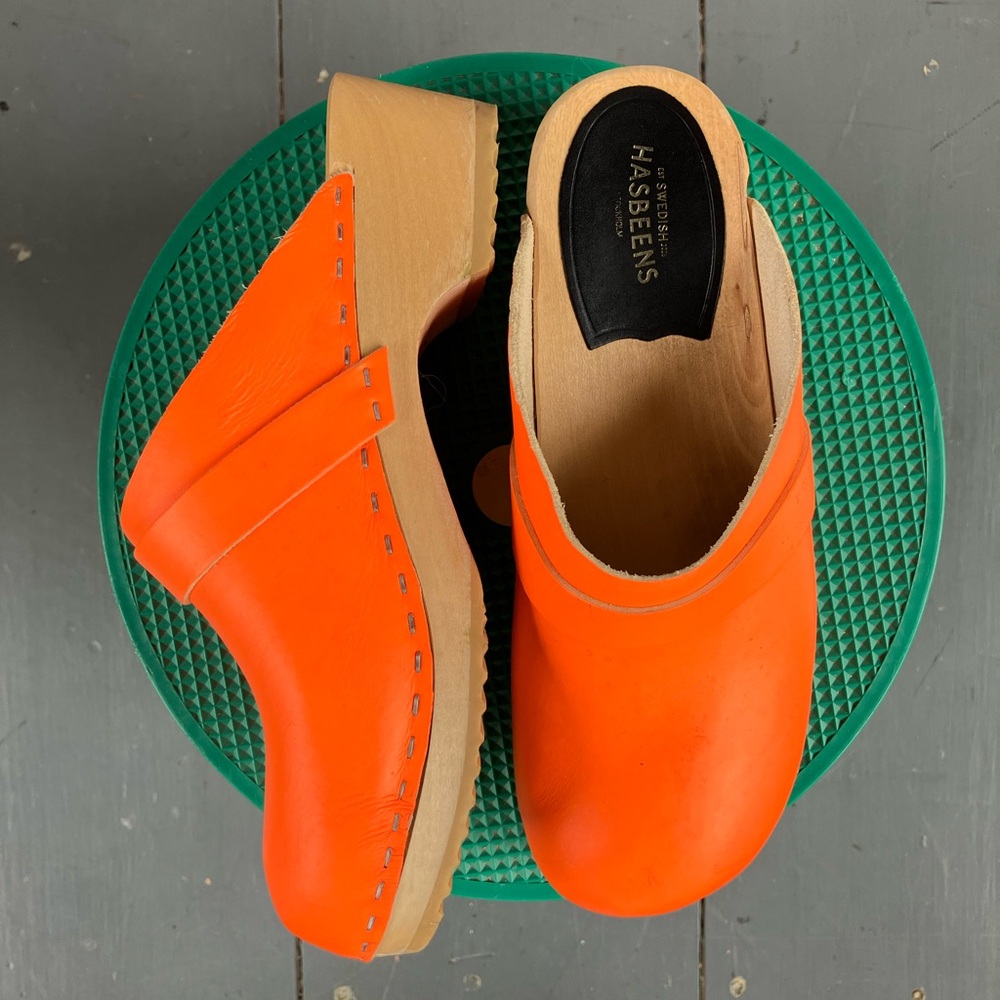 Swedish Hasbeens Women's Orange Clogs
